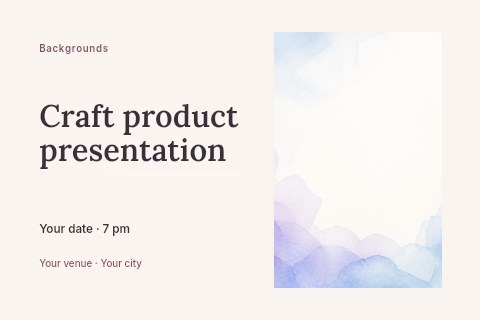 Soft pastel watercolor background in Craft product presentation postcard template