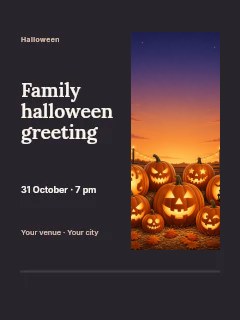 Family Halloween greeting invitation template · Split portrait
