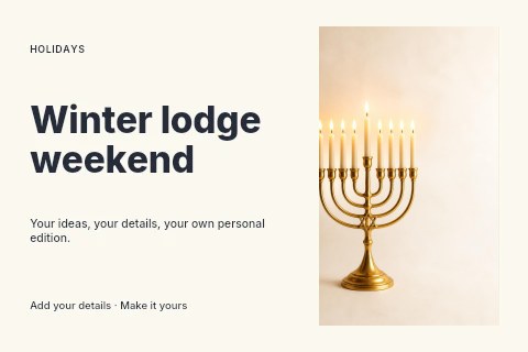 Winter lodge weekend postcard template