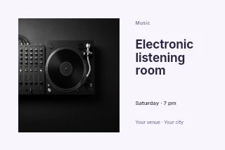 Electronic listening room postcard template · Horizontal photo dialogue