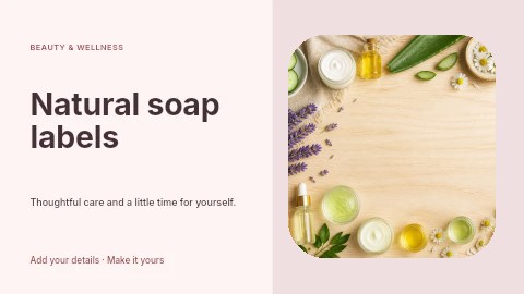 Natural beauty and skincare ingredients flatlay in Natural soap labels youtube thumbnail template