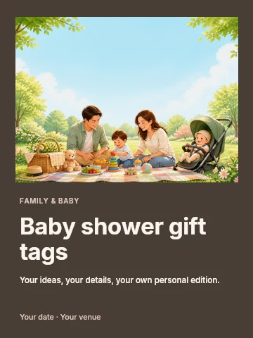 Baby shower gift tags poster template