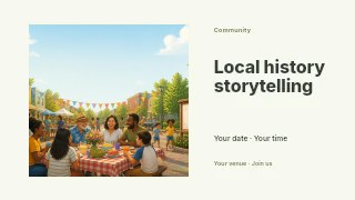 Local history storytelling youtube thumbnail template · Horizontal photo dialogue