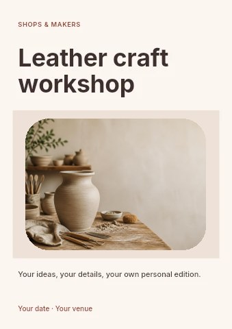 Leather craft workshop flyer template
