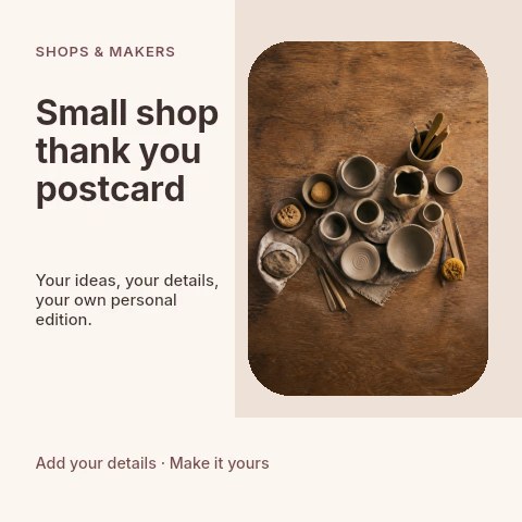 Small shop thank you postcard social media post template