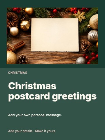 Christmas postcard greetings greeting card template