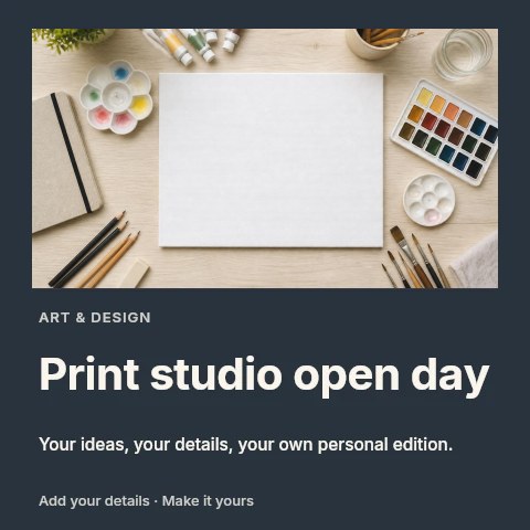 Print studio open day social media post template