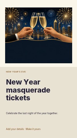New Year masquerade tickets instagram story template