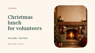Christmas lunch for volunteers presentation cover template · Horizontal photo dialogue