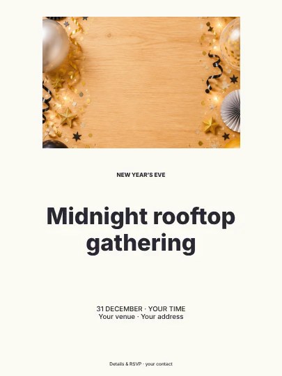 Midnight rooftop gathering · Gallery poster template