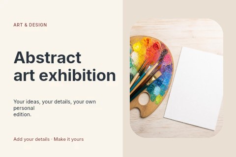 Abstract art exhibition postcard template