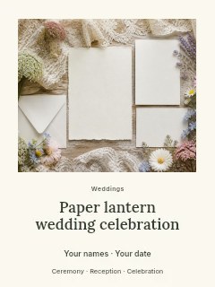 Paper lantern wedding celebration poster template · Quiet photo gallery