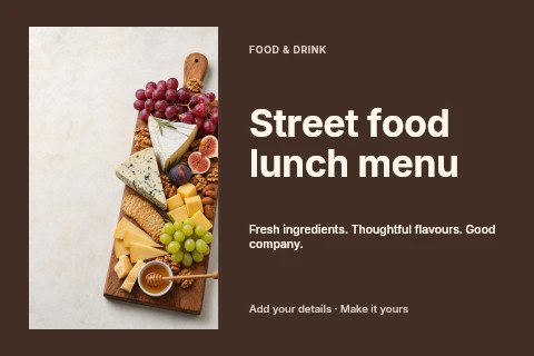 Street food lunch menu postcard template