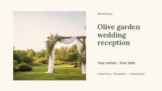 Olive garden wedding reception presentation cover template · Horizontal photo dialogue
