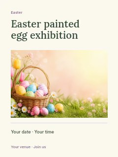 Easter painted egg exhibition poster template · Title & photograph