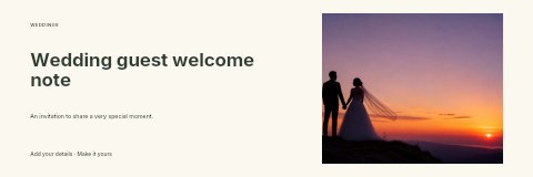 Wedding guest welcome note banner template