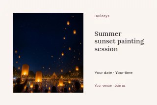 Summer sunset painting session postcard template · Horizontal photo dialogue