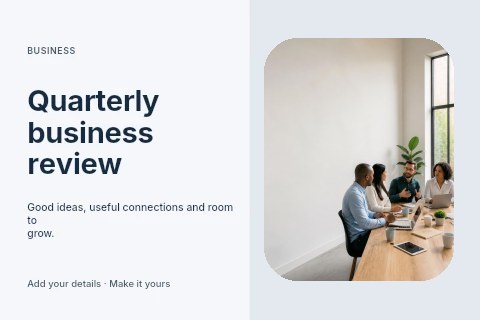 Quarterly business review postcard template