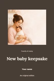 New baby keepsake book cover template · Picture window
