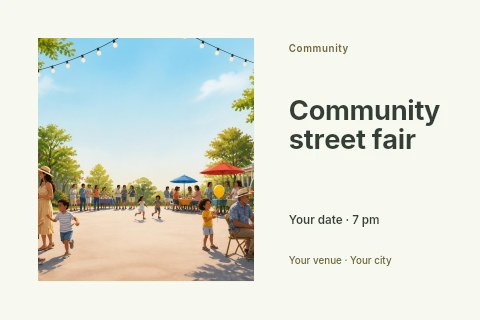 Community street fair postcard template