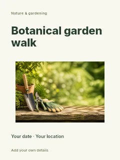 Botanical garden walk greeting card template · Modern programme