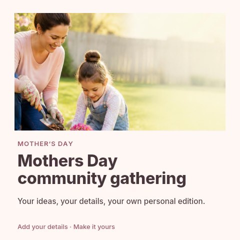 Mothers Day community gathering social media post template