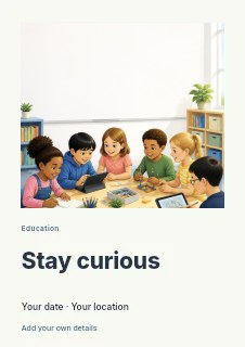 Children learning together with technology and books in Learning photo announcement · Gallery editorial