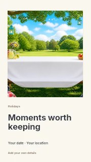 Outdoor picnic table setup with decorations in Holiday photo greeting · Gallery editorial