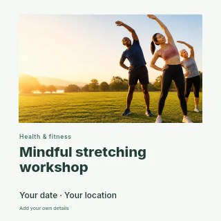 Mindful stretching workshop social media post template · Gallery editorial