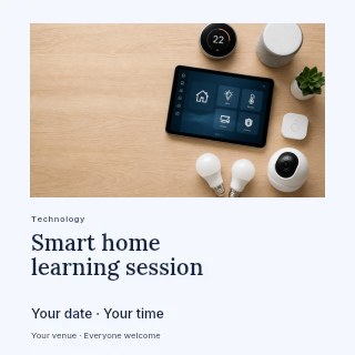 Modern smart home technology devices in Smart home learning session social media post · Gallery editorial