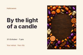 Candlelit ghost stories photo layout postcard template · Horizontal photo dialogue