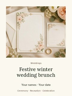 Festive winter wedding brunch poster template · Quiet photo gallery