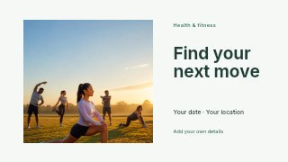 Fitness photo announcement presentation cover template · Horizontal photo dialogue