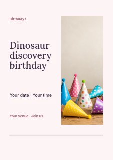 Dinosaur discovery birthday flyer template · Split portrait