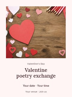Valentine poetry exchange poster template · Quiet photo gallery