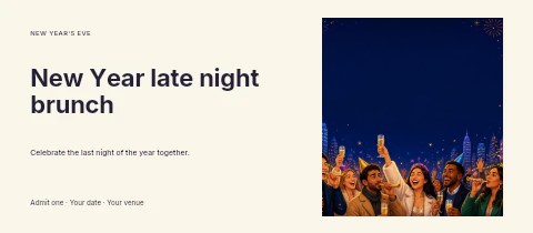 New Year late night brunch event ticket template