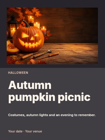 Autumn pumpkin picnic invitation template
