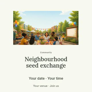Neighbourhood seed exchange social media post template · Picture window