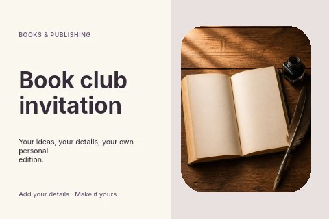 Book club invitation postcard template