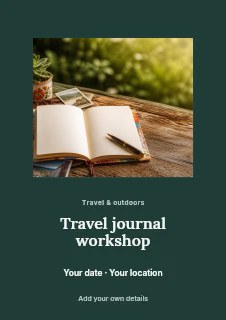 Travel journal workshop flyer template · Picture window