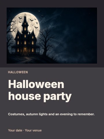 Halloween house party invitation template