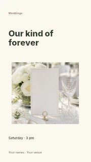 Elegant wedding table setting with blank card in Wedding photo keepsake · Modern programme