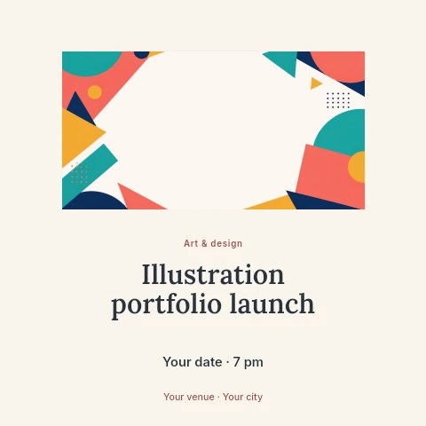 Illustration portfolio launch social media post template
