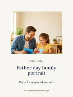 Father Day family portrait greeting card template · Picture window