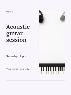 Various musical instruments and headphones in Acoustic guitar session · Split portrait