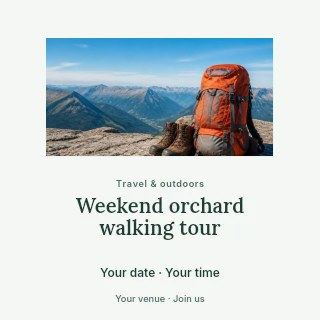 Weekend orchard walking tour social media post template · Picture window