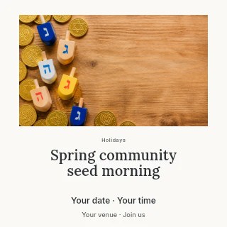 Spring community seed morning social media post template · Quiet photo gallery