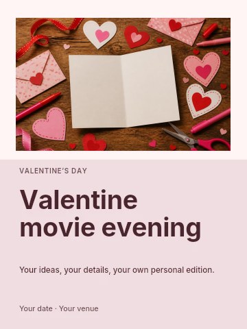 Valentine movie evening poster template