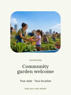 Community garden welcome greeting card template · Picture window
