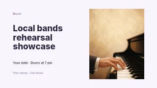 Local bands rehearsal showcase youtube thumbnail template · Horizontal photo dialogue